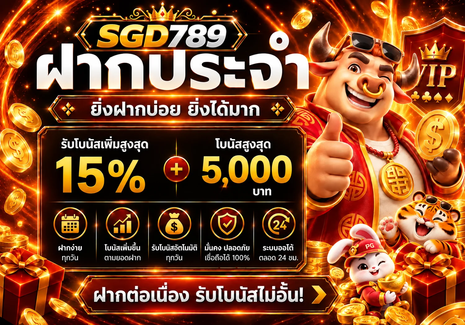 โปรโมชั่นสล็อตออนไลน์ SGD789 พร้อมตัวละครธีมมงคล